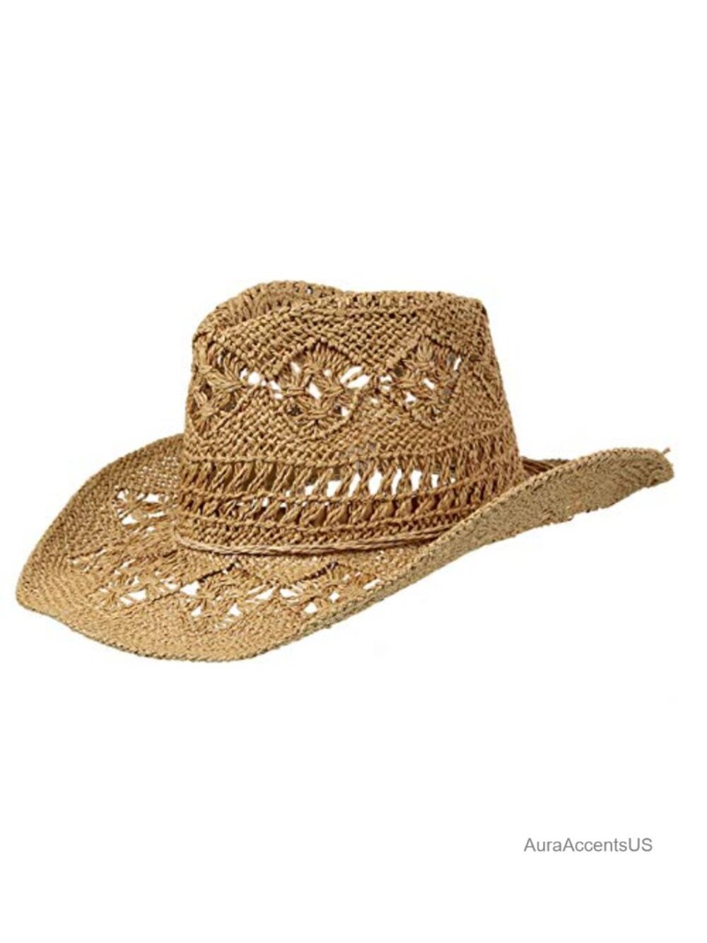 Womens Woven Straw Cowboy Hat Wide Brim Sun UPF 50+ Chin Strap